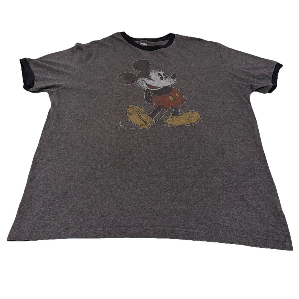 Disney Parks Exclusive Mickey Mouse Ringer Tee Gray XL Disneyland Disney World